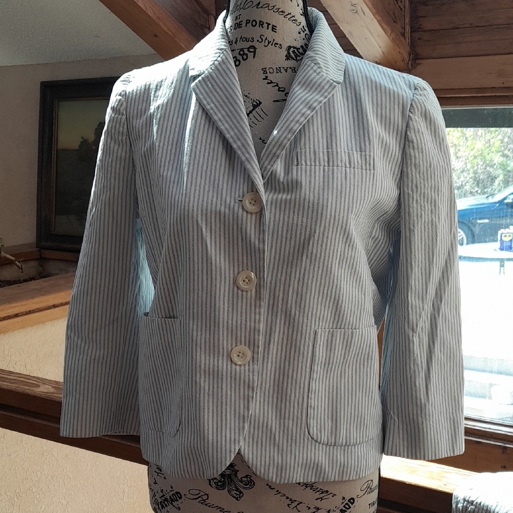 Striped Blazer with Button Closure